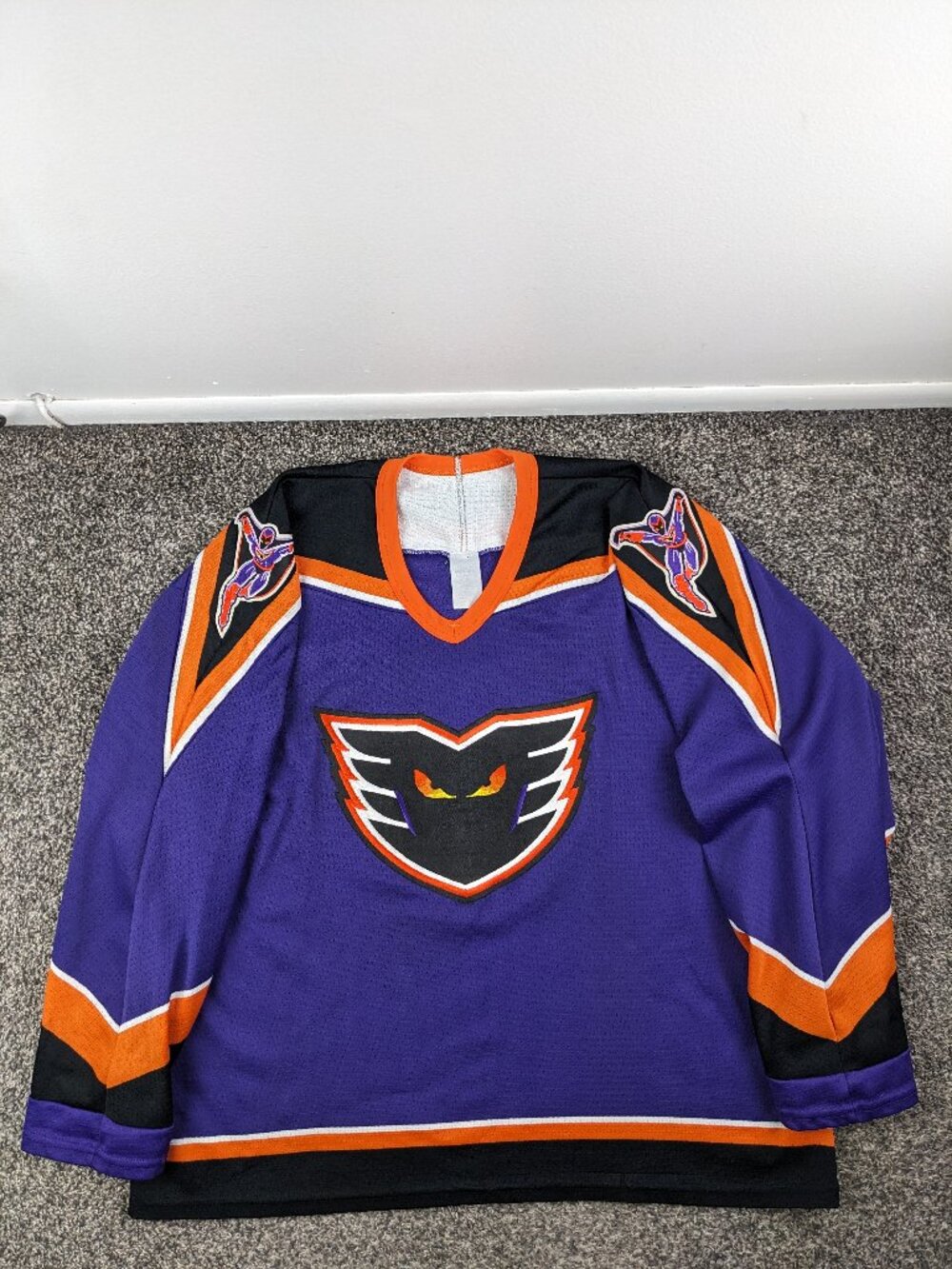 Vintage AHL Philadelphia Phantoms Bauer Hockey Jersey Purple Mens Large